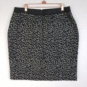 Ann Taylor Pencil Skirt Wool Blend Leopard Print Metallic Shimmer size 14 Career